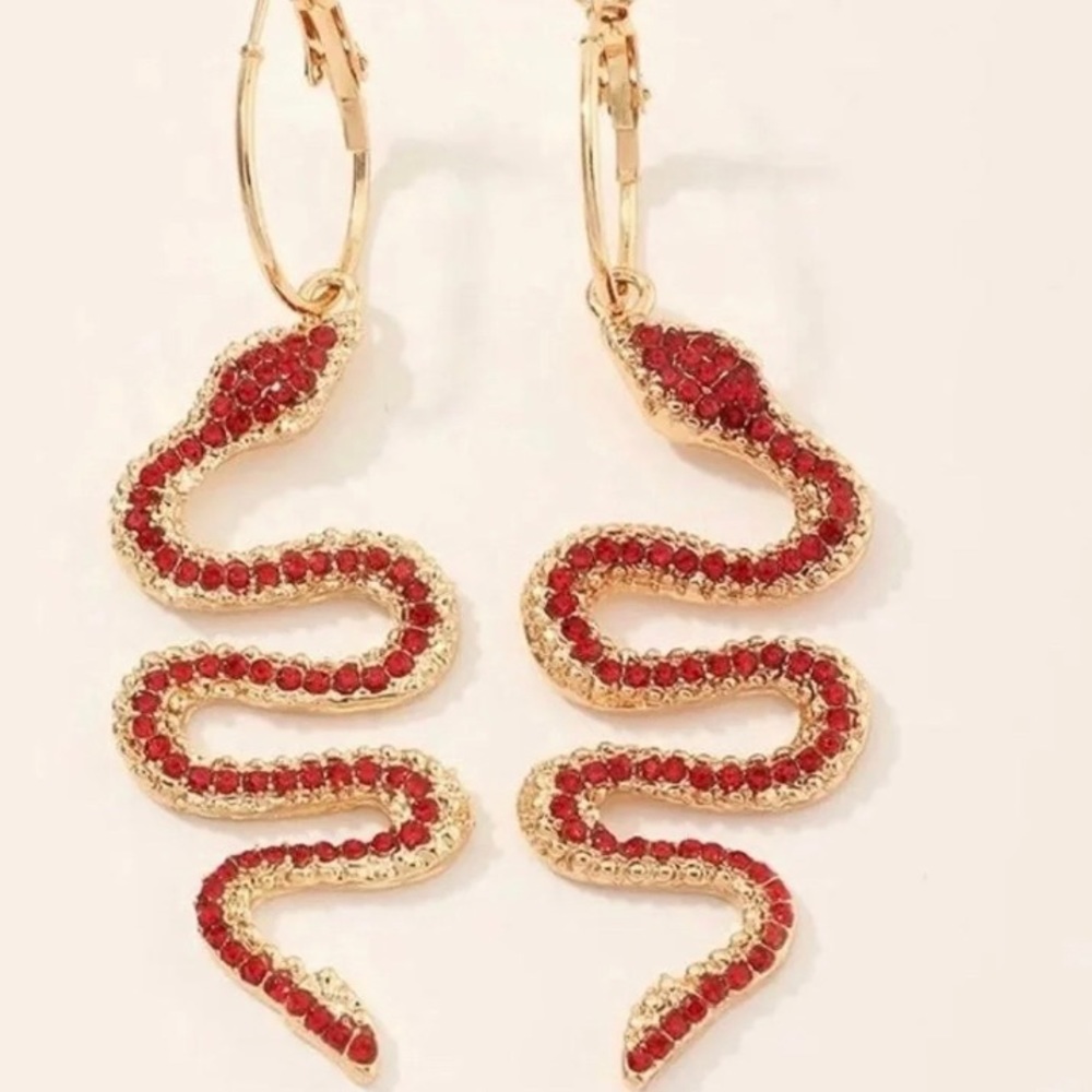 Red Snake Earrings